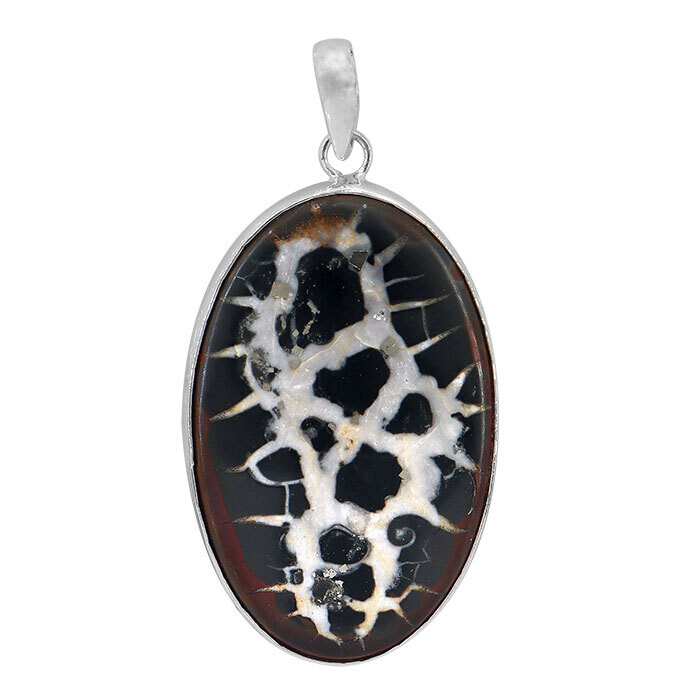 Sterling Silver 30X47mm Sectarian Fossil Pendant