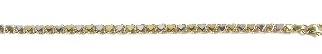 10K Mini Heart Yellow &amp; White Gold Bracelet