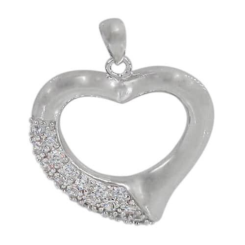 Sterling Silver With Rhodium Plated Heart Pendant, 22X22mm(Outer Frame)
