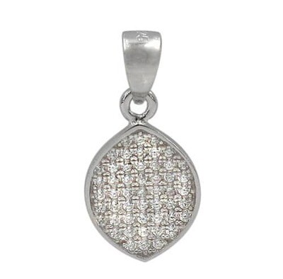 Sterling Silver With Rhodium Stone Pendant, 12X10mm Frame