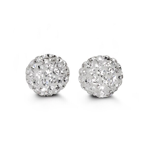 10KT White &amp; Yellow Gold C/Z Shimmer 10MM Ball Stud Earrings