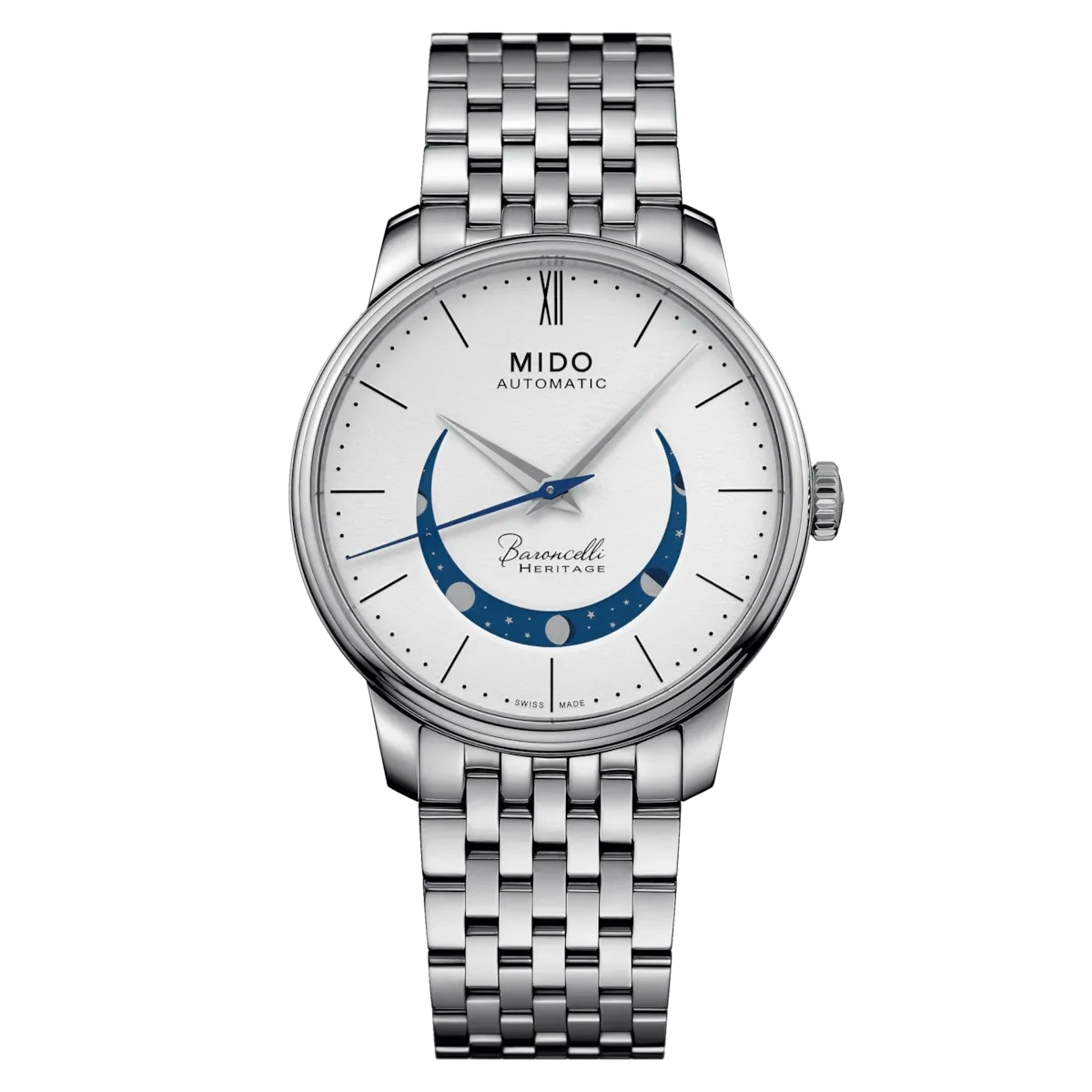 Mido Baroncelli Smiling Moon 39 MM White Dial Automatic M027.407.11.010.01
