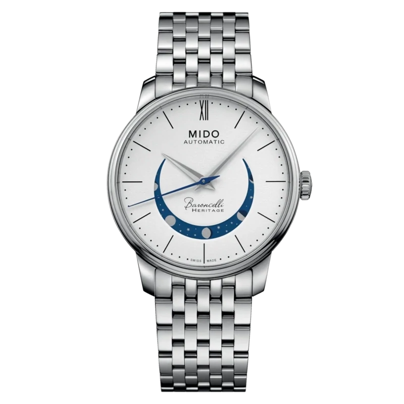 Mido Baroncelli Smiling Moon 39 MM White Dial Automatic M027.407.11.010.01