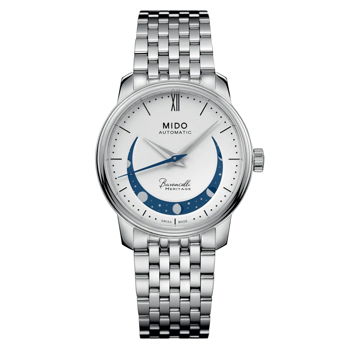 Mido Baroncelli Smiling Moon 33 MM White Dial Automatic M027.207.11.010.01