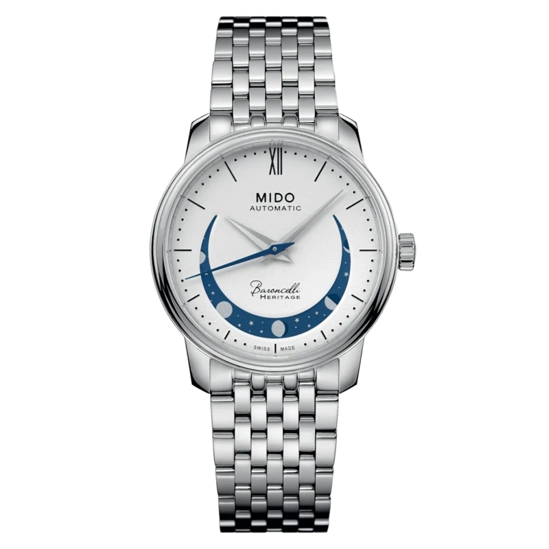 Mido Baroncelli Smiling Moon 33 MM White Dial Automatic M027.207.11.010.01