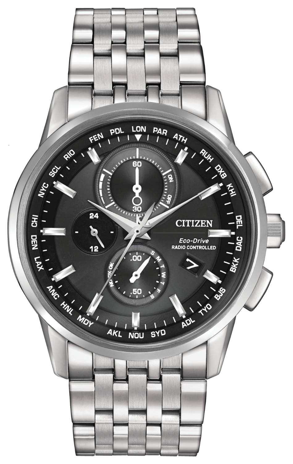 Citizen World Chronograph A-T Black Dial 43MM Eco-Drive AT8110-53E