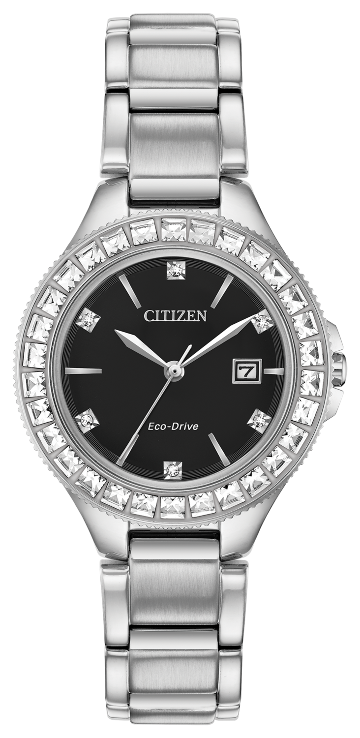 Silhouette Crystal Black Dial 31MM Eco-Drive FE1190-53E