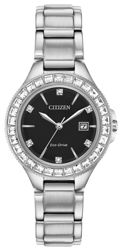 Silhouette Crystal Black Dial 31MM Eco-Drive FE1190-53E