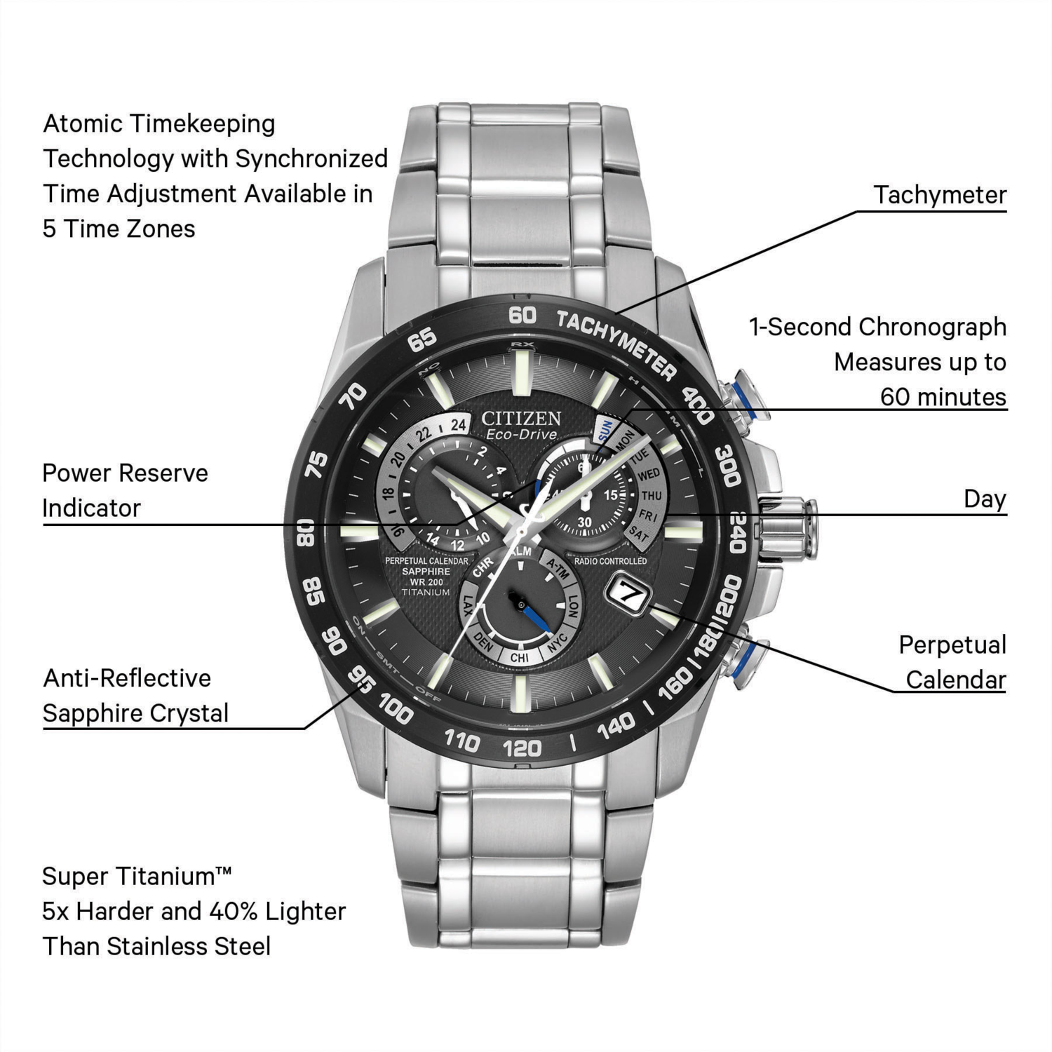 Citizen Perpetual Chrono A-T Grey Dial 42MM Eco-Drive AT4010-50E