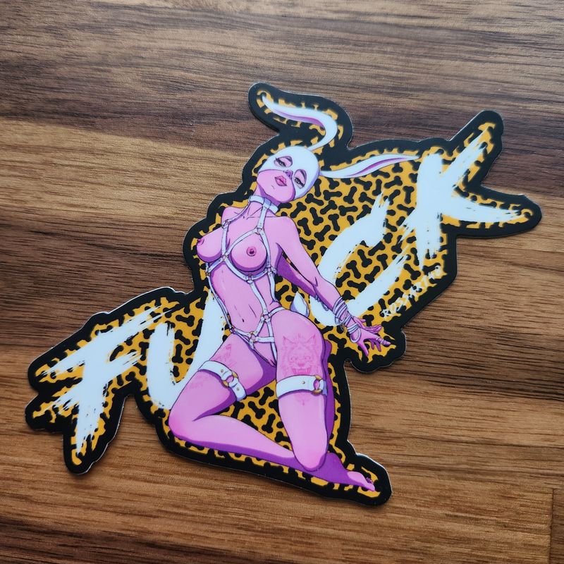 Large Sticker - Leopard D*ck F*ck Bunny