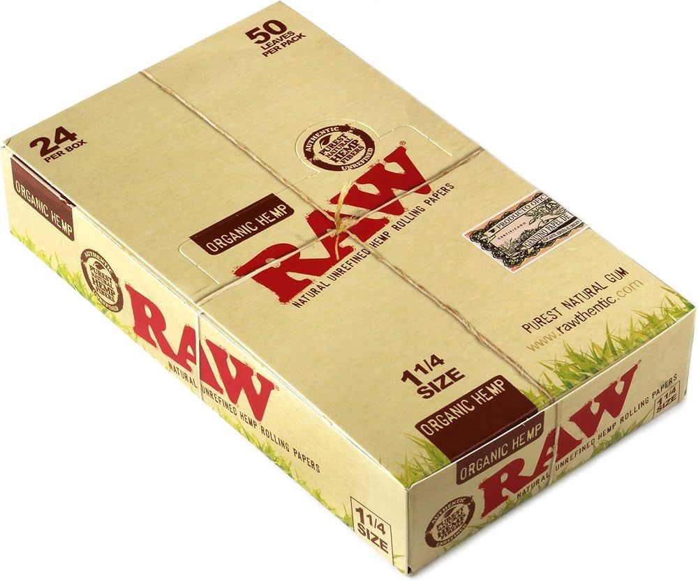 RAW Organic Hemp Unrefined Rolling Papers 1 1/4in. 24/box