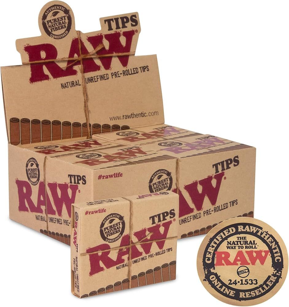 RAW Natural Unrefined Pre-Roll Tips 20/Box