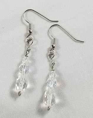 Crystal swirl earrings on stainless steel ear wires