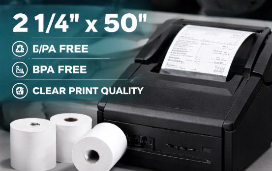 2 1/4” x 50’ Thermal Paper Rolls – BPA-Free, Premium Receipt Paper (50 Rolls/Case)