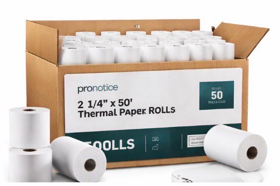 2 1/4” x 50’ Thermal Paper Rolls – BPA-Free, Premium Receipt Paper (50 Rolls/Case)
