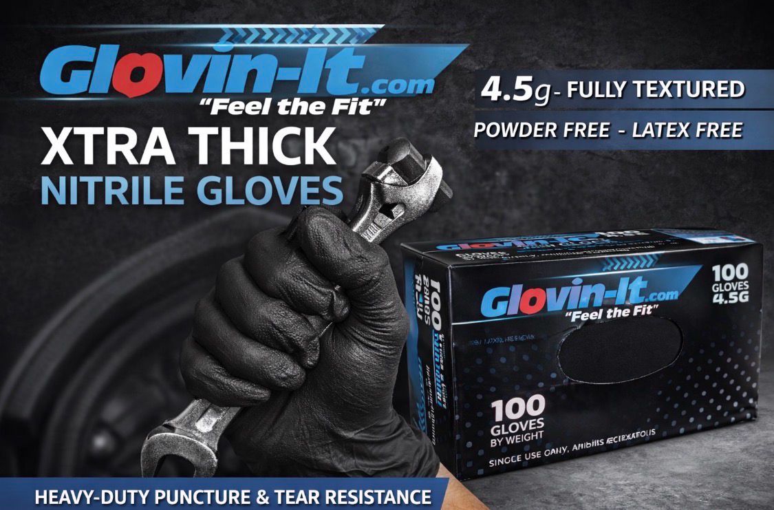 Xtra Thick Nitrile Gloves, 4.5g, Fully Textured, Powder-Free, Latex-Free, Disposable, Size Large, 100 Count