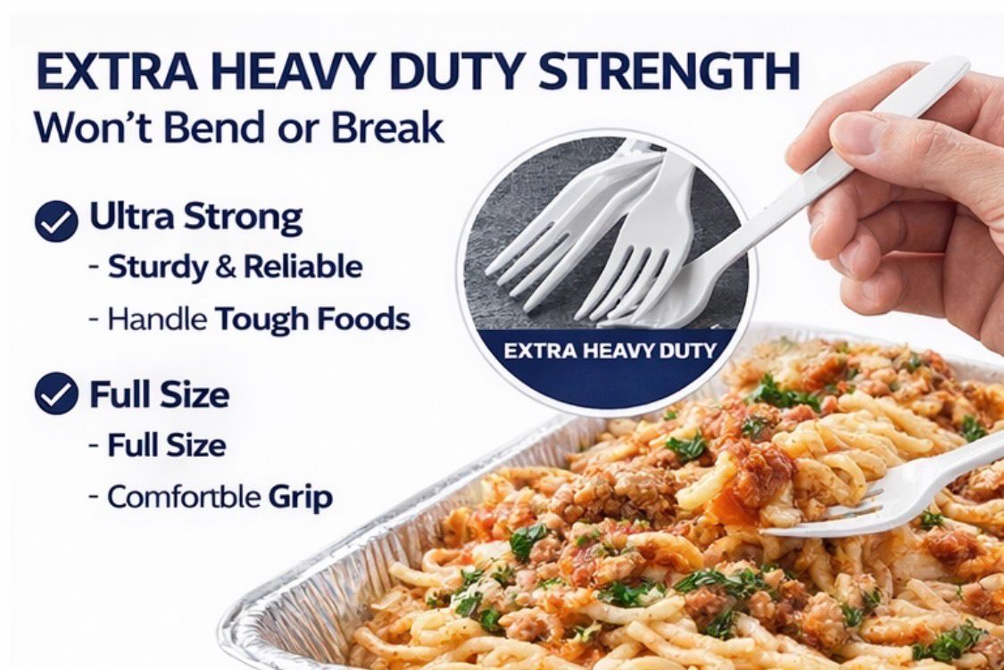 Plastic Forks – 1000 Count – White Disposable Utensils, Strong &amp; Durable for Food Service, Catering, Parties &amp; Takeout