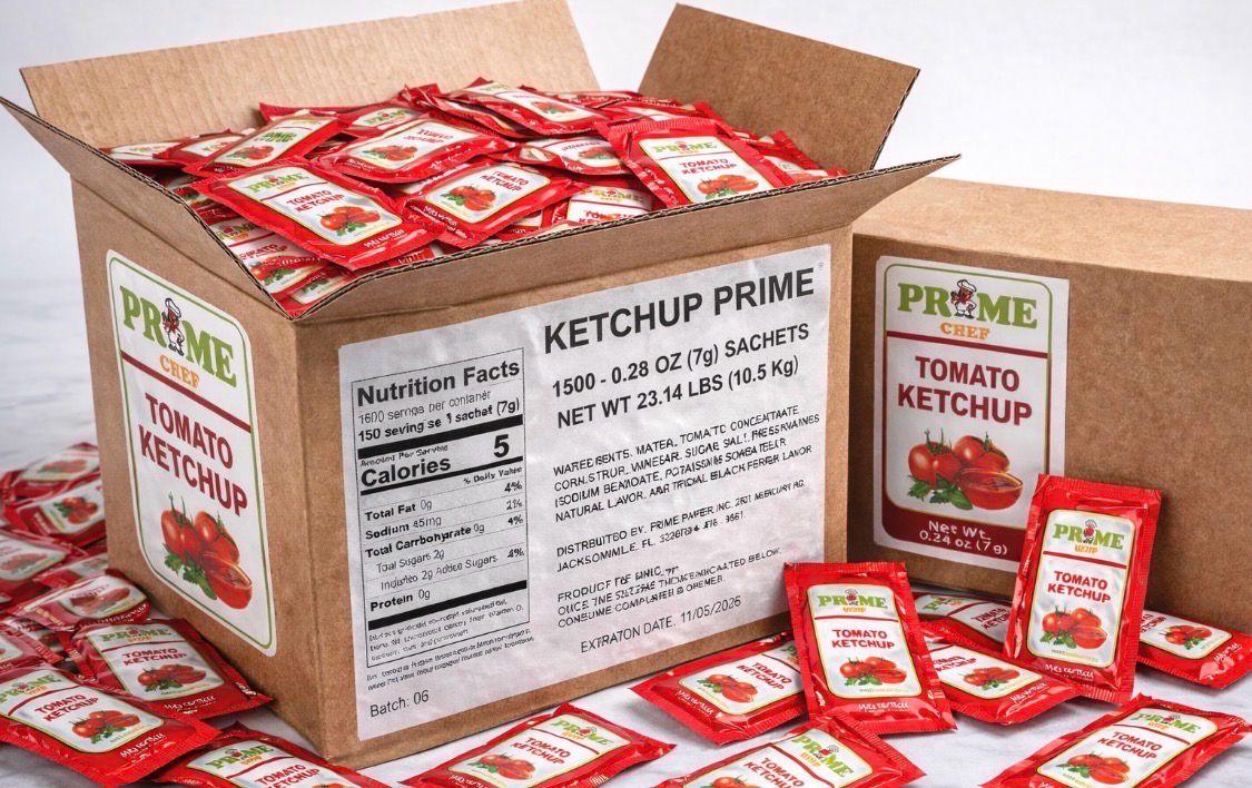 Prime Chef Tomato Ketchup Packets – 1500 Count (0.28 oz / 7g Each)