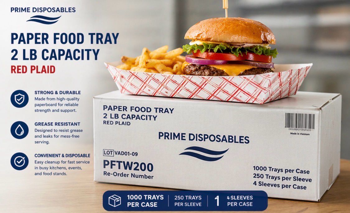 Paper Food Trays – 2 lb Capacity, Disposable Serving Trays (1000 Count)