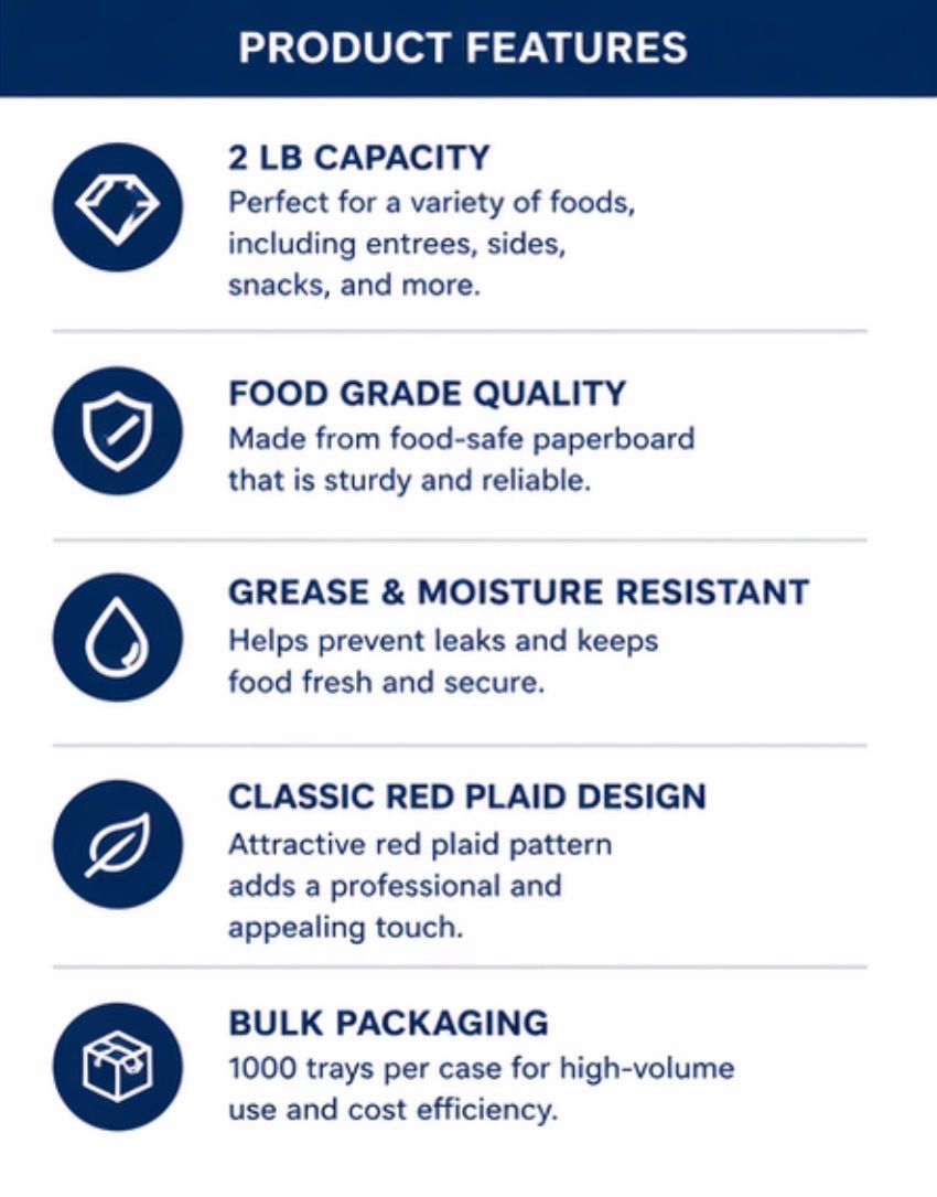 Paper Food Trays – 2 lb Capacity, Disposable Serving Trays (1000 Count)