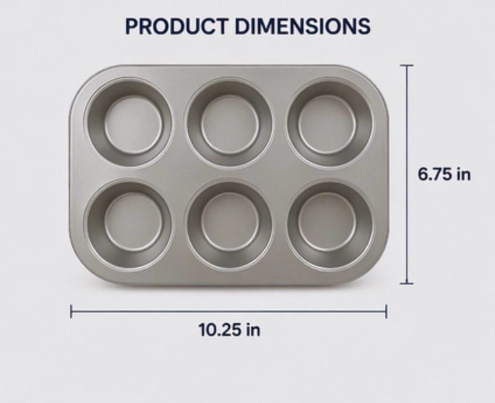 6-Cup Muffin Pan – Heavy Duty Nonstick Bakeware (500 Count)