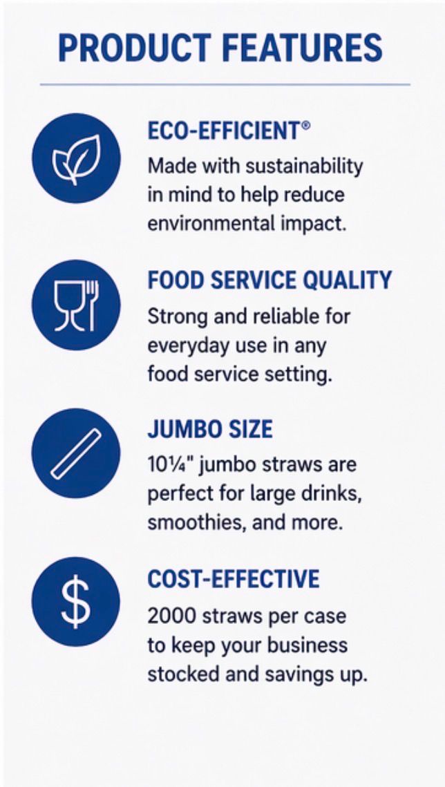 Darnel Jumbo Unwrapped Straws – 10¼” Clear Plastic Straws (2000 Count Bulk Case)