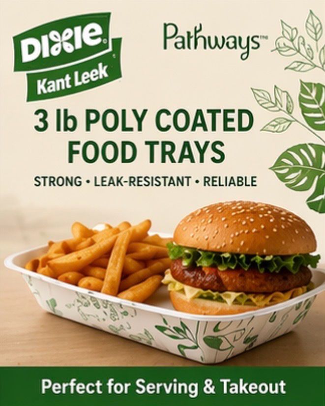 3 lb Poly-Coated Food Trays, Grease-Resistant Disposable Serving Trays, Kant-Leek Food Trays for Fast Food, Catering &amp; Takeout 2 PACKS OF 250 (500 TOTAL)