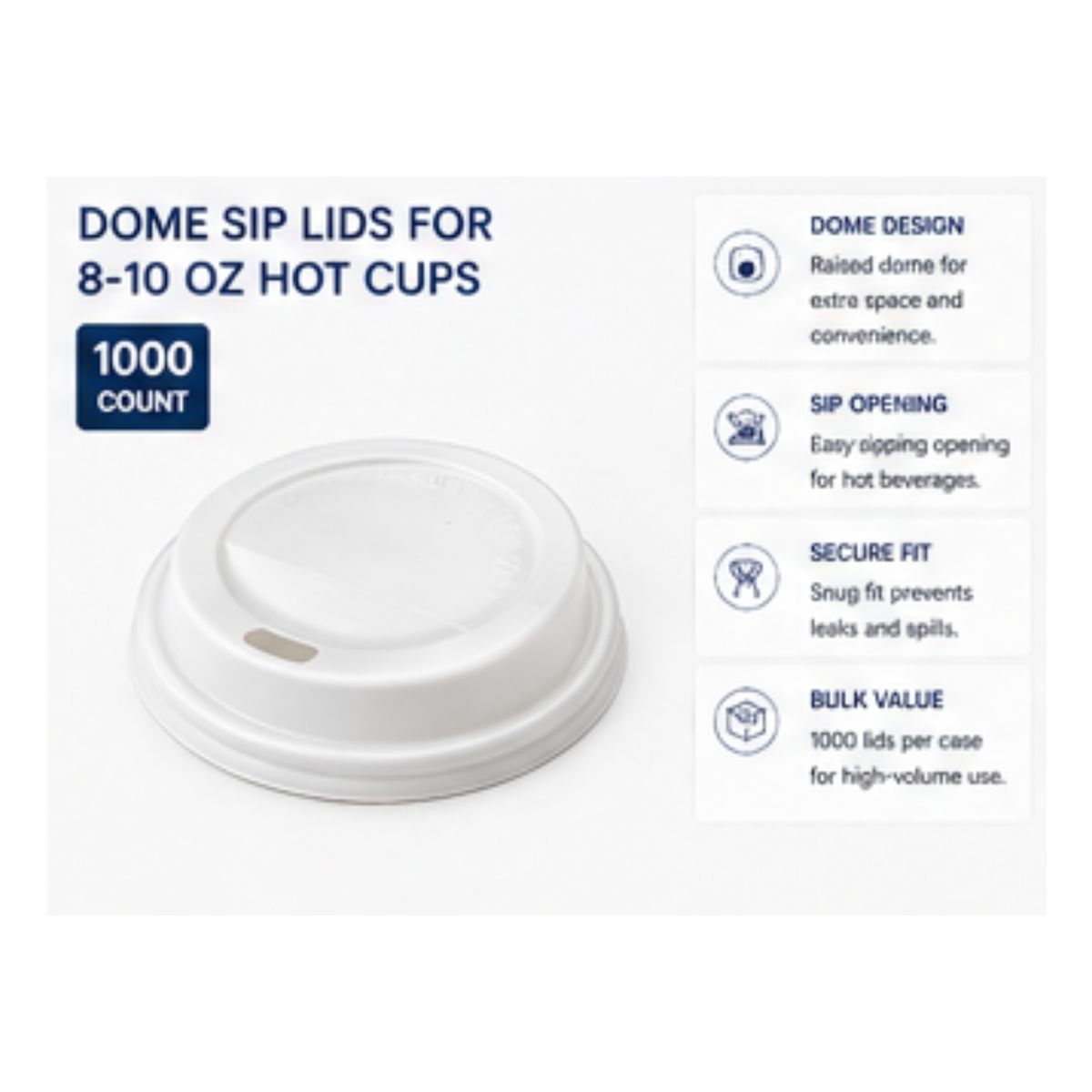 Dome Sip Lids for 8-10 oz Hot Cups (1000 Count)