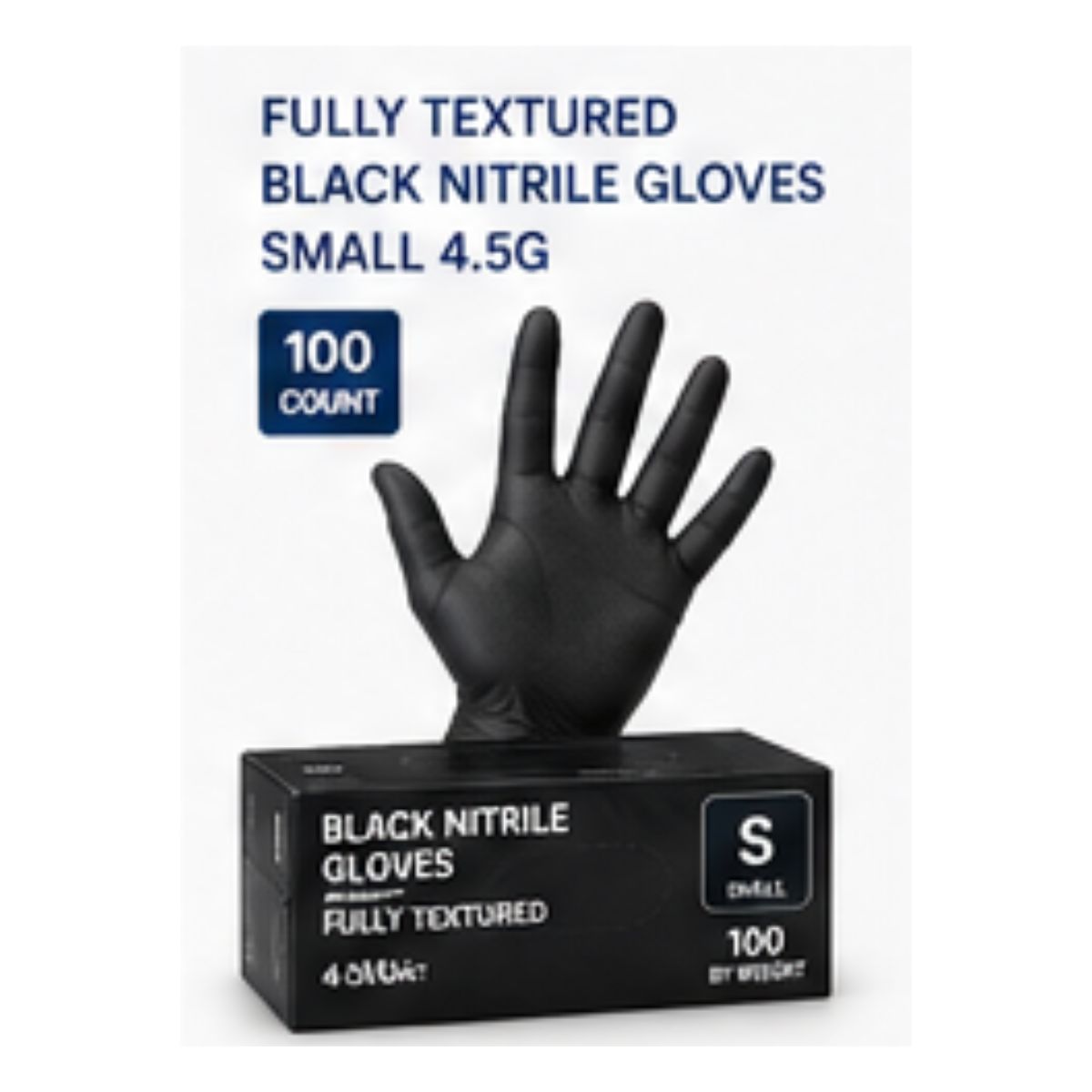 Fully Textured Black Nitrile Gloves – Small 4.5G (1000 Count)