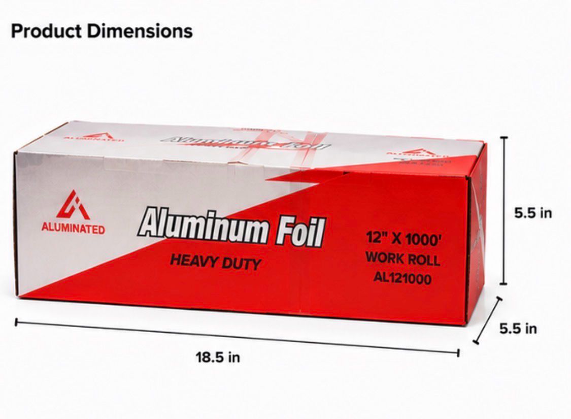 Heavy Duty Aluminum Foil Roll – 12” x 1000’