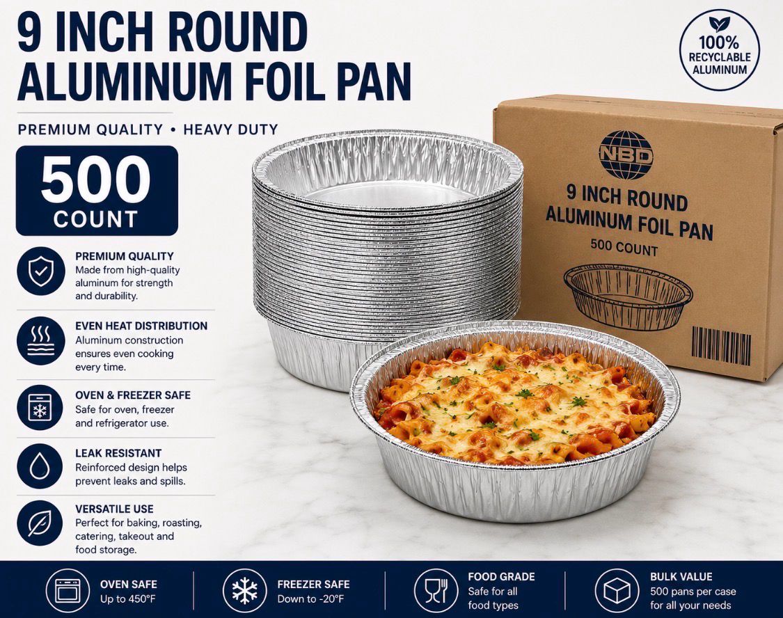 9” Round Aluminum Foil Pan — 500 Count