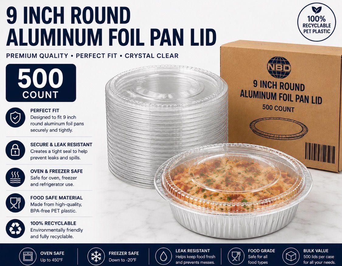 9” Round Clear Lid For Aluminum Pan— 500 Count