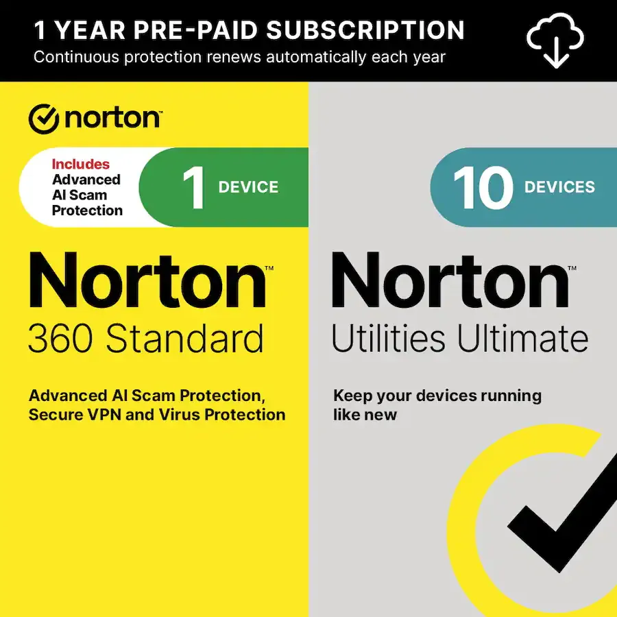 Norton 360 Standard + Utilities Ultimate (1 Device) – 1 Year Subscription