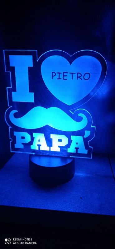 Lampada Led i love papà nome personalizzato