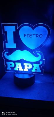 Lampada Led i love papà nome personalizzato