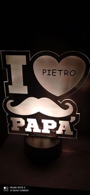 Lampada Led i love papà nome personalizzato