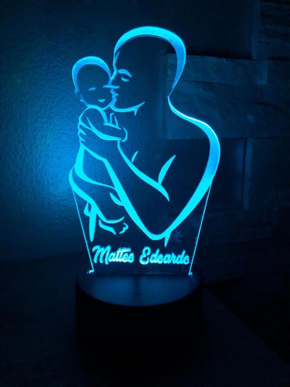 Lampada Led papà più figlio con nomi personalizzato