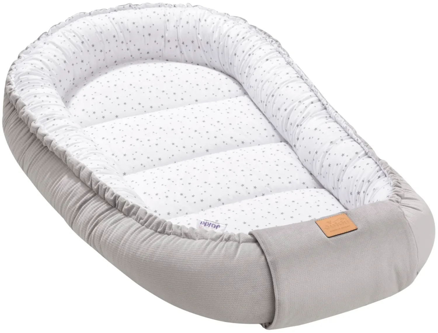 Twinkle Stars &amp; Grey Velvet Baby Nest Cocoon