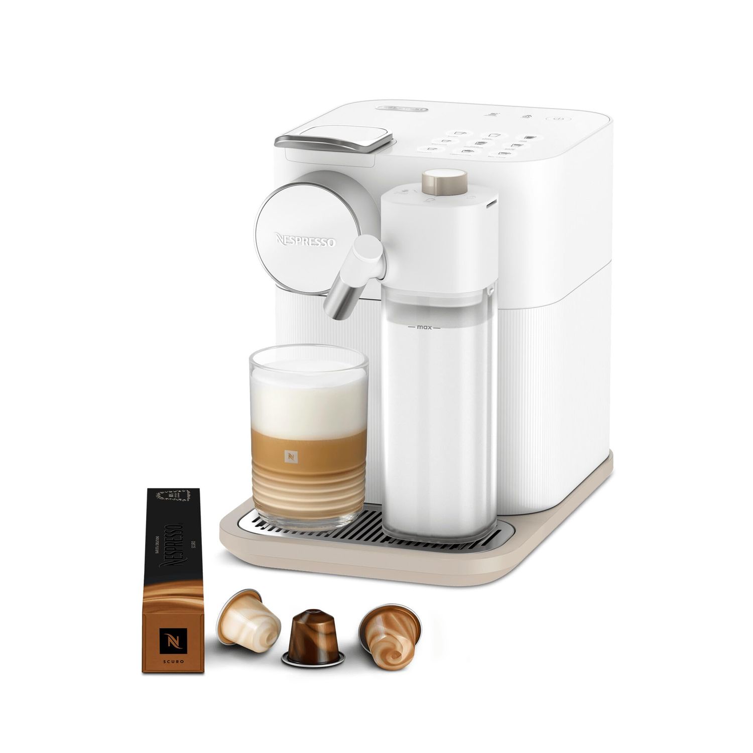 De'Longhi Gran Lattissima EN640 White coffee machine with milk frothing, Nespresso capsules, and a …
