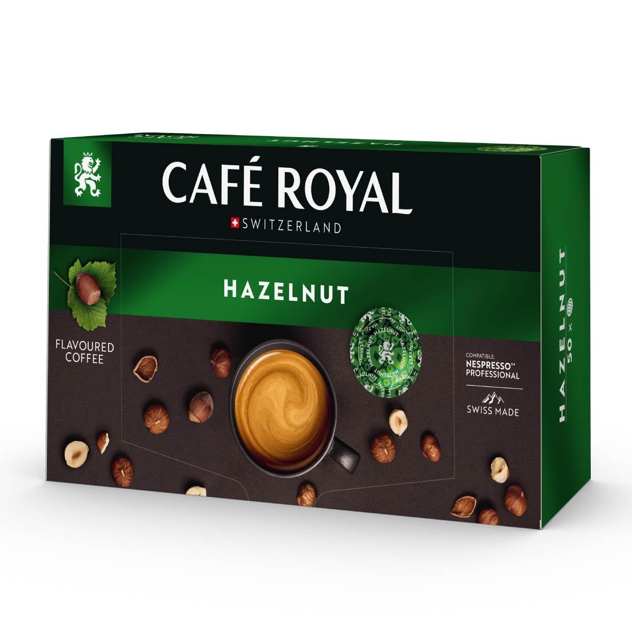 Café Royal Hazelnut Coffee Pads (50 Pads), Light Roast, 100% Arabica, Compatible with Nespresso