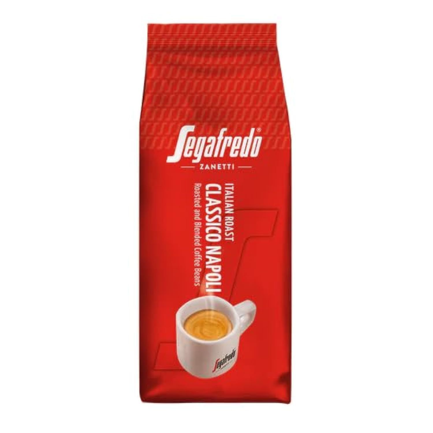 Segafredo Zanetti - Classico Napoli Italian Roast - 1Kg red coffee bag with white cup on packaging …