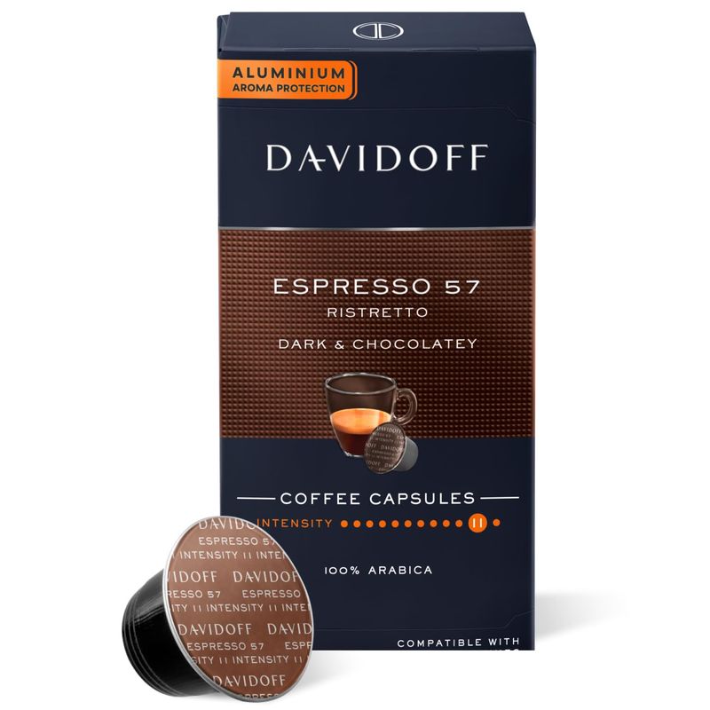 Davidoff Espresso 57 coffee capsules, dark and chocolatey ristretto, 100% Arabica, compatible with …