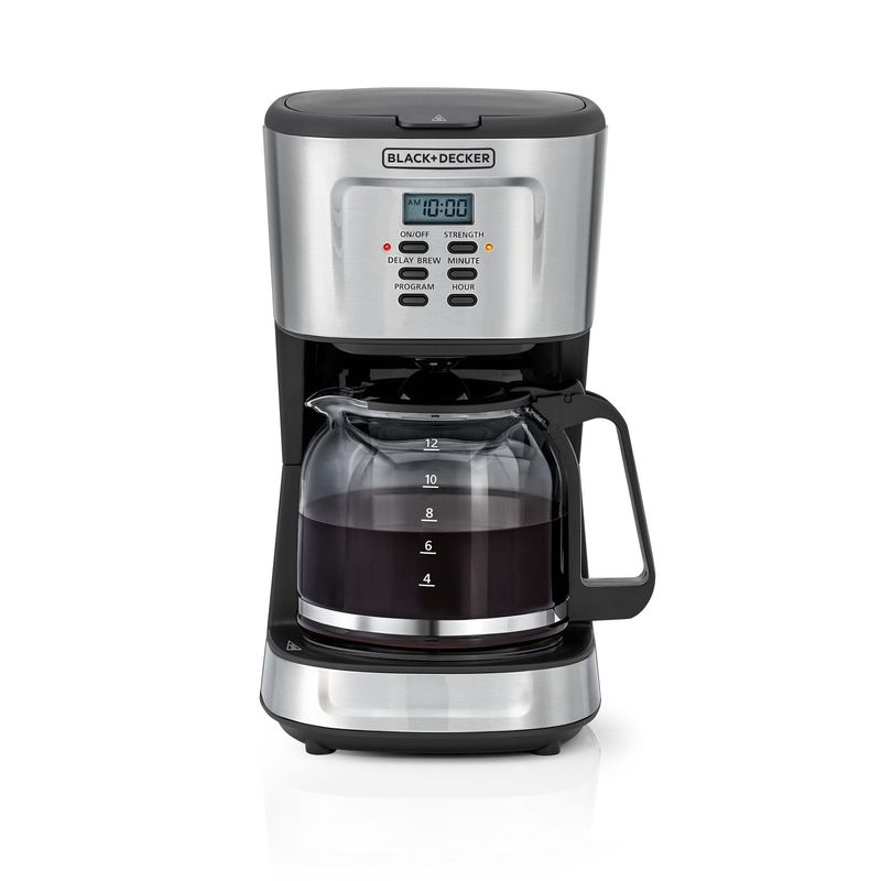 BLACK+DECKER DCM85-B5 12-Cup Programmable Coffee Maker | 900W, Glass Carafe, LCD Display, Auto Shut-Off
