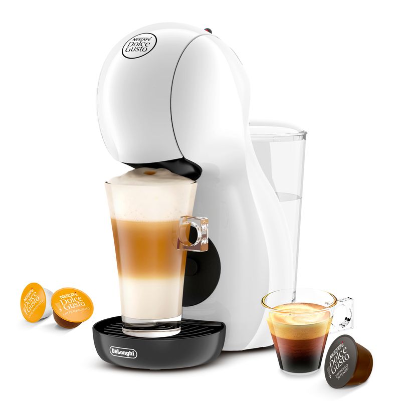 De'Longhi Dolce Gusto Piccolo XS EDG coffee machine, white and black, with coffee pods and glasses …