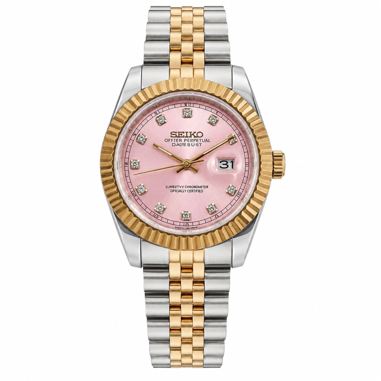 Women's Pink Diamond Dial Seikojust (31mm) - Seiko Mod