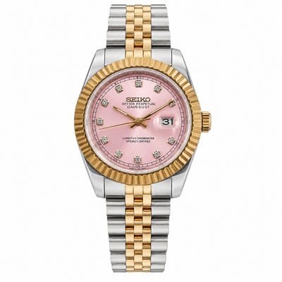 Women's Pink Diamond Dial Seikojust (31mm) - Seiko Mod