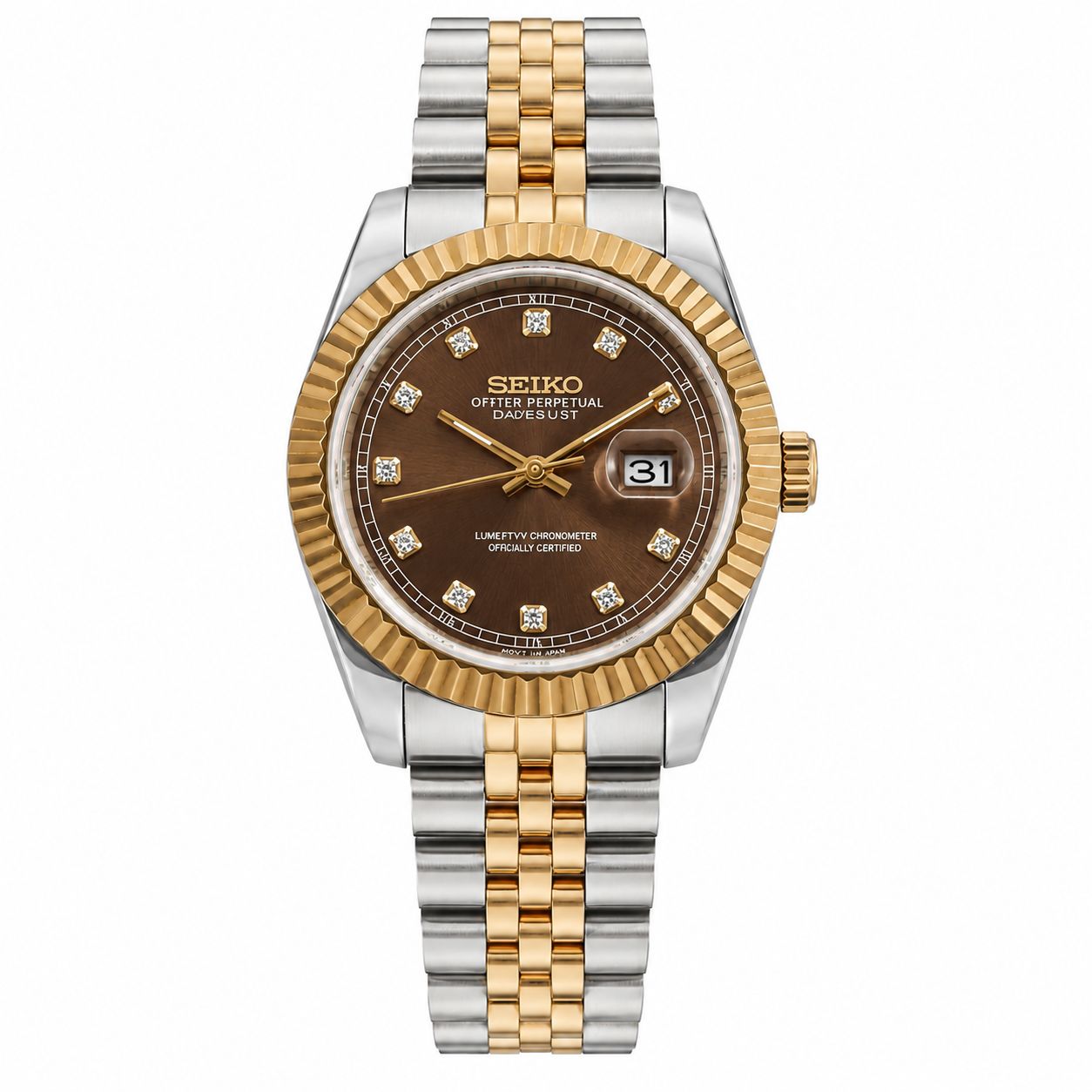 Women's Chocolate Diamond Dial Seikojust (31mm) - Seiko Mod