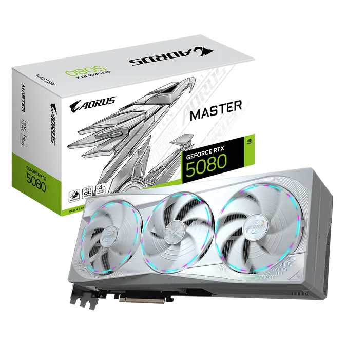 GIGABYTE Aorus GeForce RTX 5080 Master Ice 16G, 16384 MB GDDR7