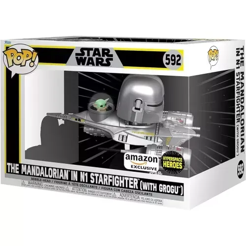 The Mandalorian in N1 Starfighter (with Grogu)
