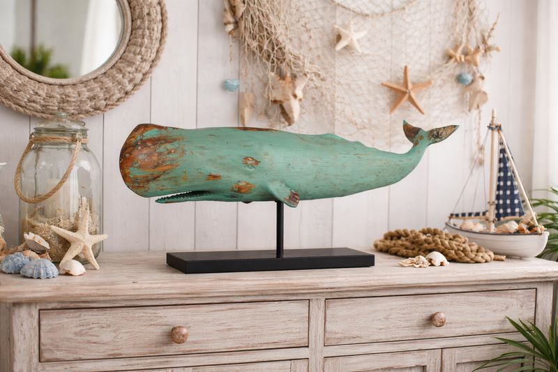 Wal Pottwal groß auf Metallfuß